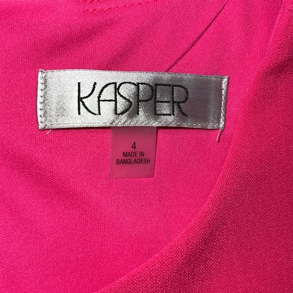 Kasper Hot Pink Snap Design Sleeveless Lined Sheath Dress - Picture 9 of 11